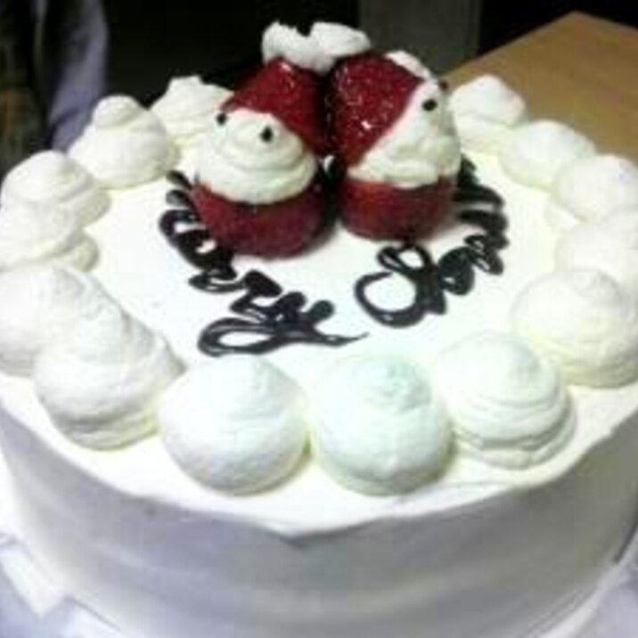 超簡単クリスマスケーキデコ☆苺のサンタさん